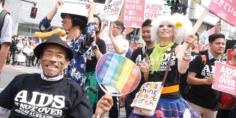 Eine bunte Demo in Japan